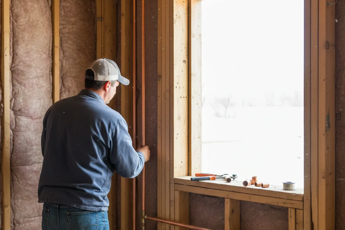 Licensed plumber running new copper supply lines in a Perryville home