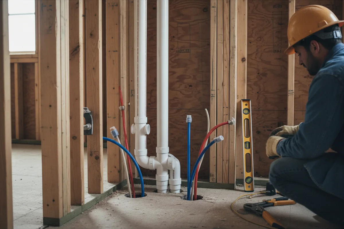 Drain and supply rough-in during Leak Detection in Perryville
